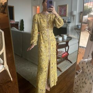 Vintage 1960’s Malcom Starr Beaded Yellow Gown size 8/10